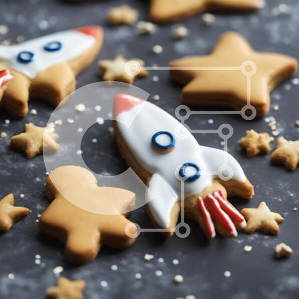 Σετ των 2 Intra Συλλεκτικό Ξύλινο Παζλ Plywood  4mm - Διακοσμημένα μπισκότα με θέμα το διάστημα Σε Ξύλινο Κουτί - Διαστάσεις: 10x10 cm – 25 κομμάτια