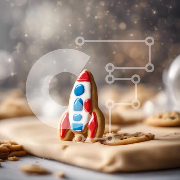 Σετ των 2 Intra Συλλεκτικό Ξύλινο Παζλ Plywood  4mm - Μπισκότο Rocket Ship σε τραπέζι πάρτι Σε Ξύλινο Κουτί - Διαστάσεις: 10x10 cm – 25 κομμάτια