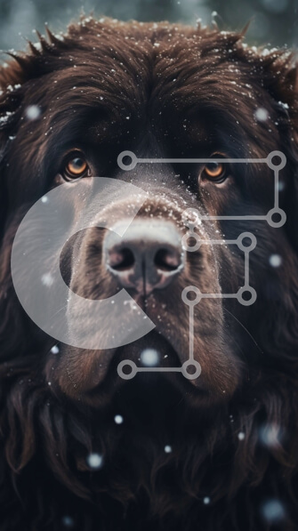 Σετ των 2 Intra Συλλεκτικό Ξύλινο Παζλ Plywood  4mm - Λυπημένος καφέ σκύλος με αφράτο τρίχωμα στο χιόνι Σε Ξύλινο Κουτί - Διαστάσεις: 10x10 cm – 25 κομμάτια