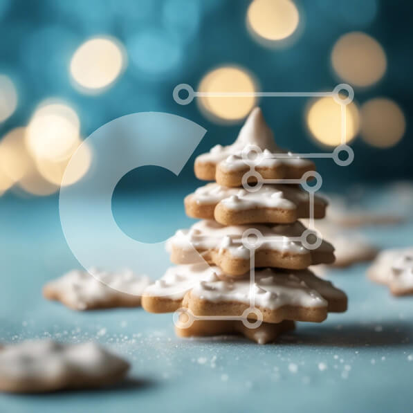 Σετ των 2 Intra Συλλεκτικό Ξύλινο Παζλ Plywood  4mm - Στοίβα από χριστουγεννιάτικα μπισκότα σε χιονισμένη επιφάνεια Σε Ξύλινο Κουτί - Διαστάσεις: 10x10 cm – 25 κομμάτια