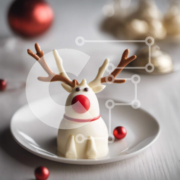 Σετ των 2 Intra Συλλεκτικό Ξύλινο Παζλ Plywood  4mm - Κέικ σοκολάτας σε σχήμα τάρανδου σε λευκό πιάτο Σε Ξύλινο Κουτί - Διαστάσεις: 10x10 cm – 25 κομμάτια