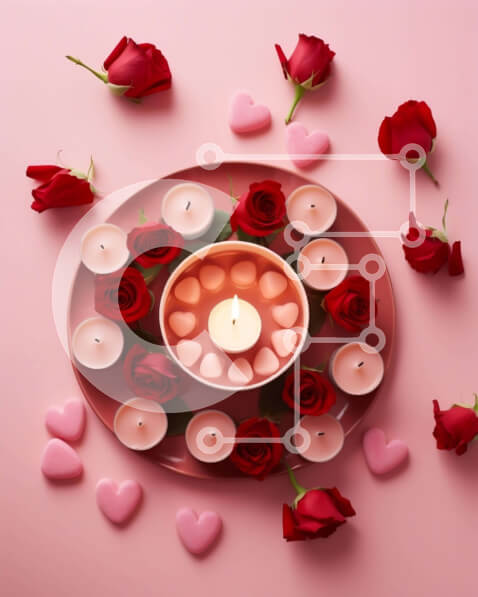 Intra Συλλεκτικό Ξύλινο Παζλ Plywood  4mm - Τραπέζι του Αγίου Βαλεντίνου με τριαντάφυλλα και κεριά Σε Ξύλινο Κουτί - Διαστάσεις Puzzle: 10x10 cm – 25 κομμάτια