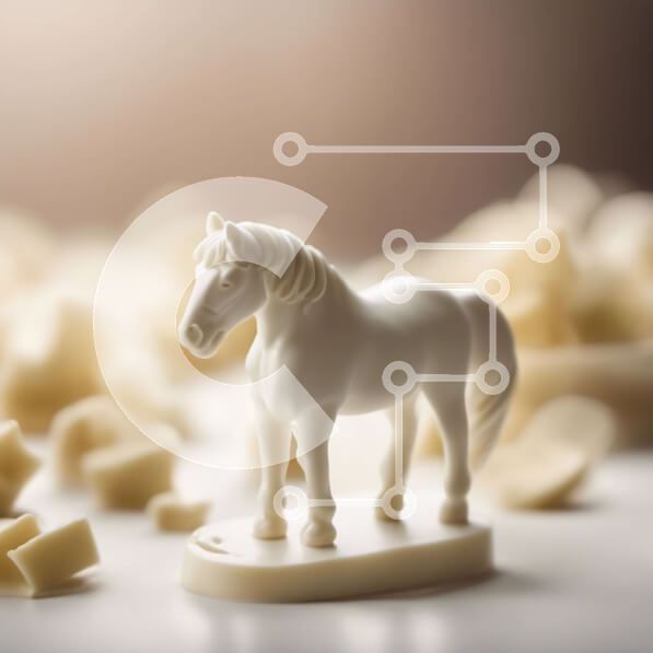 Σετ των 2 Intra Συλλεκτικό Ξύλινο Παζλ Plywood  4mm - Ειδώλιο Λευκού Αλόγου σε κομμάτια λευκής σοκολάτας Σε Ξύλινο Κουτί - Διαστάσεις: 10x10 cm – 25 κομμάτια