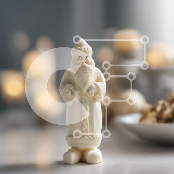 Intra Συλλεκτικό Ξύλινο Παζλ Plywood  4mm - Λευκό ειδώλιο Άγιου Βασίλη με πιάτα και μπολ Σε Ξύλινο Κουτί - Διαστάσεις: 10x10 cm – 25 κομμάτια