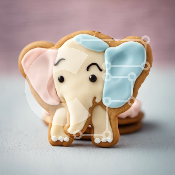 Σετ των 2 Intra Συλλεκτικό Ξύλινο Παζλ Plywood  4mm - Μπισκότο σε σχήμα ελέφαντα με γλάσο και φοντάν Σε Ξύλινο Κουτί - Διαστάσεις: 10x10 cm – 25 κομμάτια