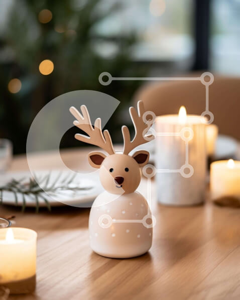 Intra Συλλεκτικό Ξύλινο Παζλ Plywood  4mm - Τραπεζαρία διακοσμημένη με κερί και πράσινο Σε Ξύλινο Κουτί - Διαστάσεις Puzzle: 10x10 cm – 25 κομμάτια