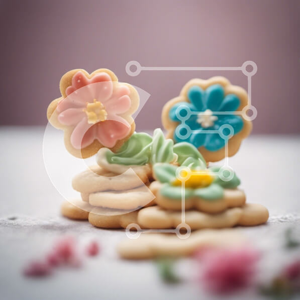 Σετ των 2 Intra Συλλεκτικό Ξύλινο Παζλ Plywood  4mm - Πολύχρωμο λουλούδι διακοσμημένα μπισκότα στοίβα Σε Ξύλινο Κουτί - Διαστάσεις: 10x10 cm – 25 κομμάτια