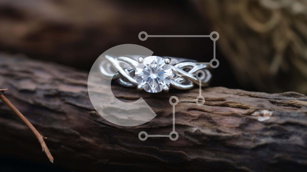 Intra Συλλεκτικό Ξύλινο Παζλ Plywood  4mm - Ασημένιο δαχτυλίδι αρραβώνων σε κλαδί δρυός με διαμάντι Σε Ξύλινο Κουτί - Διαστάσεις Puzzle: 10x10 cm – 25 κομμάτια