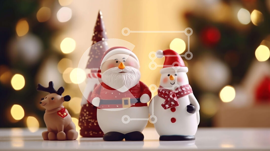 Intra Συλλεκτικό Ξύλινο Παζλ Plywood  4mm - Δύο ειδώλια Άγιου Βασίλη και χιονάνθρωπου σε φωτισμένο φόντο Σε Ξύλινο Κουτί - Διαστάσεις: 10x10 cm – 25 κομμάτια