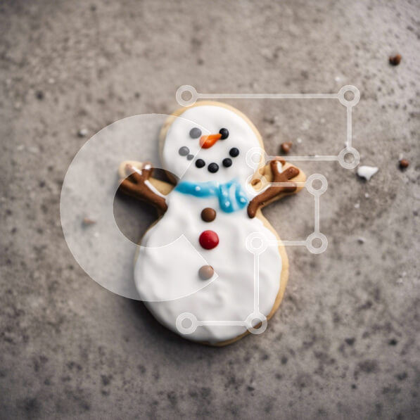 Σετ των 2 Intra Συλλεκτικό Ξύλινο Παζλ Plywood  4mm - Μπισκότο σε σχήμα χιονάνθρωπου με παγωμένο και μπλε ψεκασμοί Σε Ξύλινο Κουτί - Διαστάσεις: 10x10 cm – 25 κομμάτια