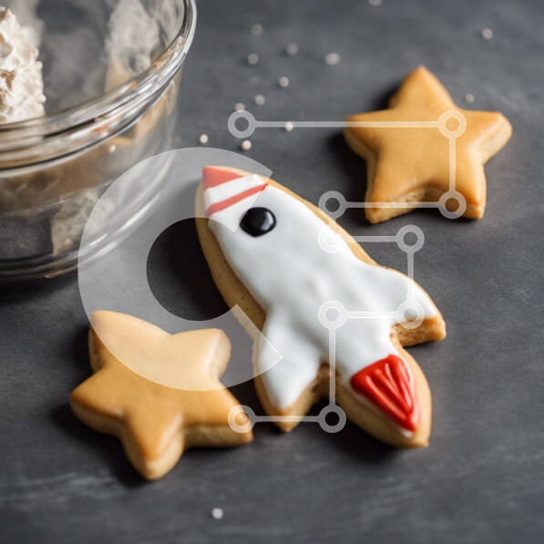 Σετ των 2 Intra Συλλεκτικό Ξύλινο Παζλ Plywood  4mm - Μπισκότα διακοσμημένα με ρουκέτα και αστέρια Σε Ξύλινο Κουτί - Διαστάσεις: 10x10 cm – 25 κομμάτια