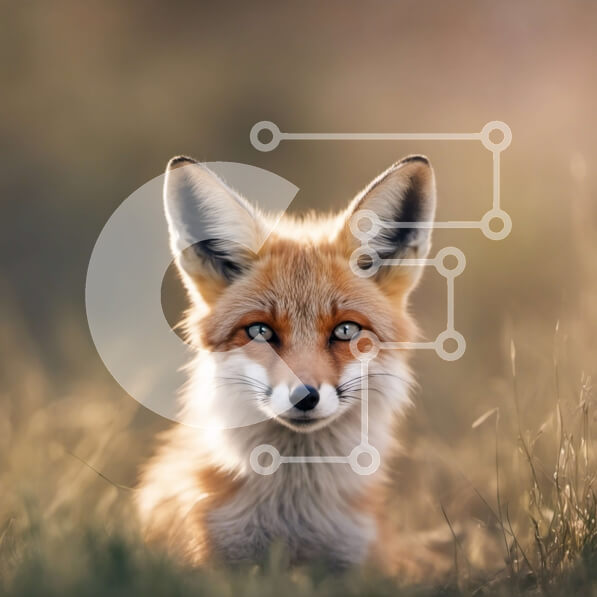 Intra Συλλεκτικό Ξύλινο Παζλ Plywood  4mm - Κόκκινη αλεπού στο πεδίο της ψηλής χλόης Σε Ξύλινο Κουτί - Διαστάσεις: 10x10 cm – 25 κομμάτια