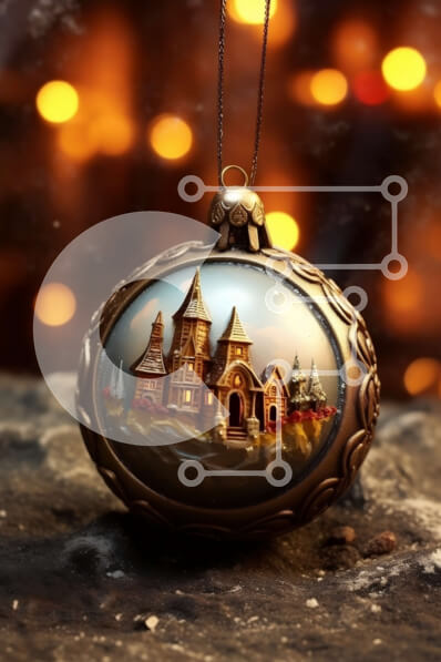 Σετ των 2 Intra Συλλεκτικό Ξύλινο Παζλ Plywood  4mm - Όμορφη εικόνα ενός μικρού χωριού που φωτίζεται από κεριά και φανάρια μια νύχτα με πανσέληνο Σε Ξύλινο Κουτί - Διαστάσεις: 10x10 cm – 25 κομμάτια