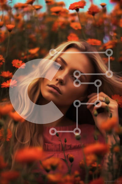 Σετ των 2 Intra Συλλεκτικό Ξύλινο Παζλ Plywood  4mm - Όμορφη εικόνα μιας γυναίκας με κόκκινο φόρεμα που περιβάλλεται από κόκκινες παπαρούνες Σε Ξύλινο Κουτί - Διαστάσεις: 10x10 cm – 25 κομμάτια