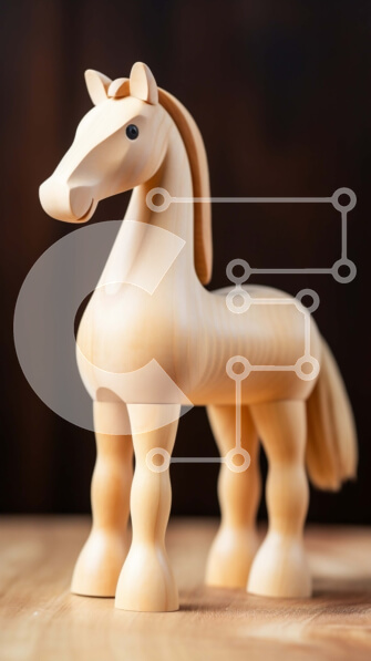 Intra Συλλεκτικό Ξύλινο Παζλ Plywood  4mm - Κλασικό ξύλινο παιχνίδι αλόγων σε ρουστίκ ξύλινη επιφάνεια Σε Ξύλινο Κουτί - Διαστάσεις: 10x10 cm – 25 κομμάτια