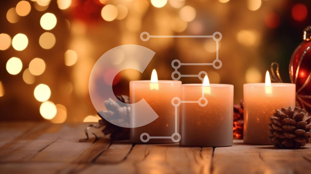 Intra Συλλεκτικό Ξύλινο Παζλ Plywood  4mm - Λαμπερά κεριά σε ξύλινο τραπέζι με χριστουγεννιάτικα στολίδια Σε Ξύλινο Κουτί - Διαστάσεις: 10x10 cm – 25 κομμάτια