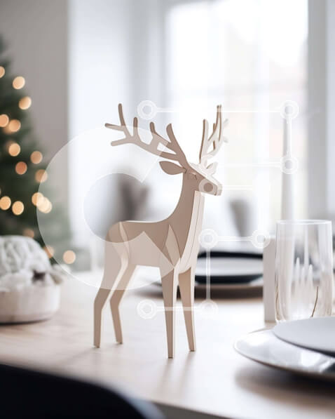 Intra Συλλεκτικό Ξύλινο Παζλ Plywood  4mm - Ξύλινο ειδώλιο ελαφιού στο γιορτινό τραπέζι Σε Ξύλινο Κουτί - Διαστάσεις: 10x10 cm – 25 κομμάτια