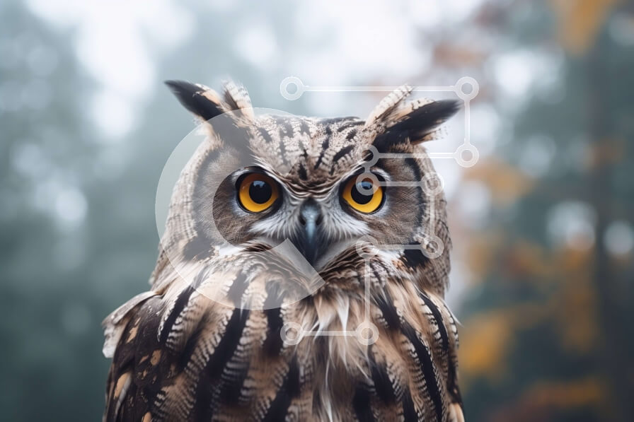 Σετ των 2 Intra Συλλεκτικό Ξύλινο Παζλ Plywood  4mm - Κουκουβάγια που κάθεται σε ένα κλαδί με ορθάνοιχτα μάτια Σε Ξύλινο Κουτί - Διαστάσεις: 10x10 cm – 25 κομμάτια