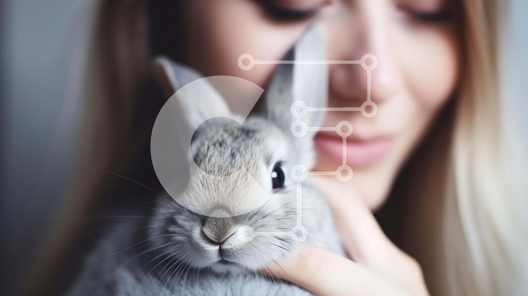 Intra Συλλεκτικό Ξύλινο Παζλ Plywood  4mm - Γυναίκα που κρατά το γκρίζο λαγουδάκι Σε Ξύλινο Κουτί - Διαστάσεις: 10x10 cm – 25 κομμάτια