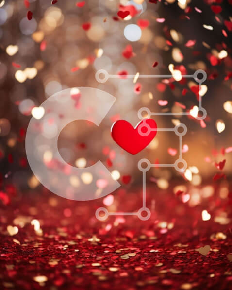 Intra Συλλεκτικό Ξύλινο Παζλ Plywood  4mm - Ρομαντικό κομφετί με κόκκινη καρδιά που πέφτει από τον ουρανό Σε Ξύλινο Κουτί - Διαστάσεις Puzzle: 10x10 cm – 25 κομμάτια