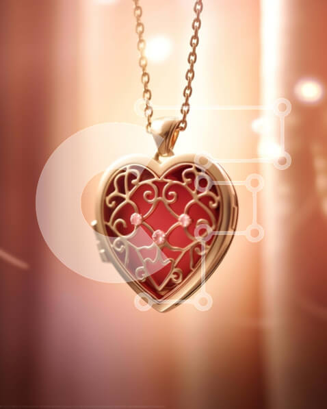 Intra Συλλεκτικό Ξύλινο Παζλ Plywood  4mm - Χρυσό κολιέ σε σχήμα καρδιάς με περίτεχνο σχέδιο Σε Ξύλινο Κουτί - Διαστάσεις Puzzle: 10x10 cm – 25 κομμάτια