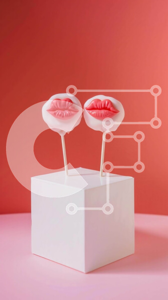 Intra Συλλεκτικό Ξύλινο Παζλ Plywood  4mm - Κέικ σκάει με ροζ χείλη σε ροζ φόντο Σε Ξύλινο Κουτί - Διαστάσεις: 10x10 cm – 25 κομμάτια