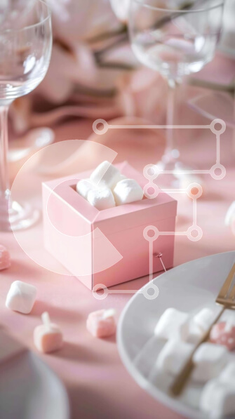 Intra Συλλεκτικό Ξύλινο Παζλ Plywood  4mm - Ροζ Marshmallow Box με Τραπέζι Σε Ξύλινο Κουτί - Διαστάσεις: 10x10 cm – 25 κομμάτια