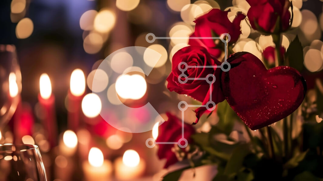 Intra Συλλεκτικό Ξύλινο Παζλ Plywood  4mm - Ρομαντικά διακοσμητικά για την ημέρα του Αγίου Βαλεντίνου με κόκκινα τριαντάφυλλα και κεριά Σε Ξύλινο Κουτί - Διαστάσεις: 10x10 cm – 25 κομμάτια