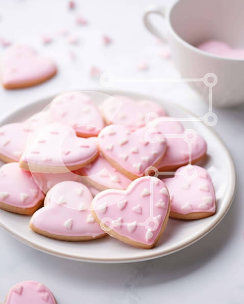 Σετ των 2 Intra Συλλεκτικό Ξύλινο Παζλ Plywood  4mm - Μπισκότα για την ημέρα του Αγίου Βαλεντίνου σε σχήμα καρδιάς σε ένα πιάτο Σε Ξύλινο Κουτί - Διαστάσεις: 10x10 cm – 25 κομμάτια