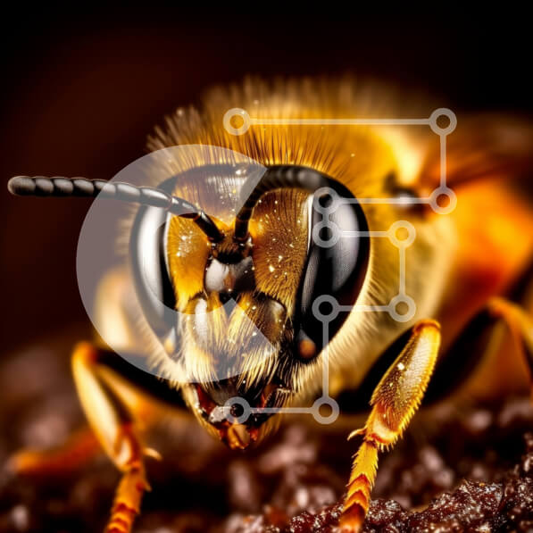 Intra Συλλεκτικό Ξύλινο Παζλ Plywood  4mm - Εκπληκτική κοντινή πλάνο του προσώπου μιας μέλισσας με κίτρινες και μαύρες ρίγες Σε Ξύλινο Κουτί - Διαστάσεις: 10x10 cm – 25 κομμάτια