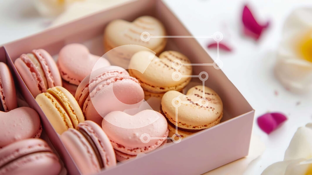 Σετ των 2 Intra Συλλεκτικό Ξύλινο Παζλ Plywood  4mm - Ποικιλία μακαρόν σε ροζ κουτί με λουλούδια Σε Ξύλινο Κουτί - Διαστάσεις: 10x10 cm – 25 κομμάτια