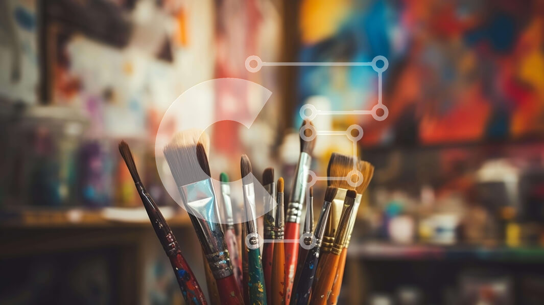 Intra Συλλεκτικό Ξύλινο Παζλ Plywood  4mm - Πολύχρωμα πινέλα στο Art Studio Σε Ξύλινο Κουτί - Διαστάσεις Puzzle: 10x10 cm – 25 κομμάτια