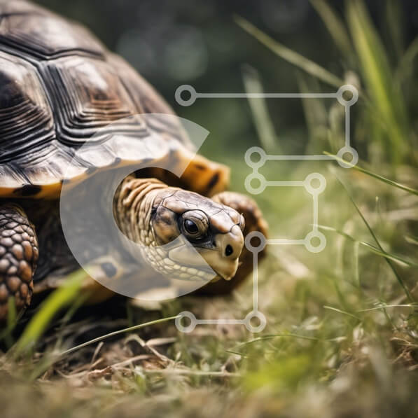 Intra Συλλεκτικό Ξύλινο Παζλ Plywood  4mm - Χελώνα που περπατά σε ένα χωράφι με ψηλό γρασίδι Σε Ξύλινο Κουτί - Διαστάσεις: 10x10 cm – 25 κομμάτια