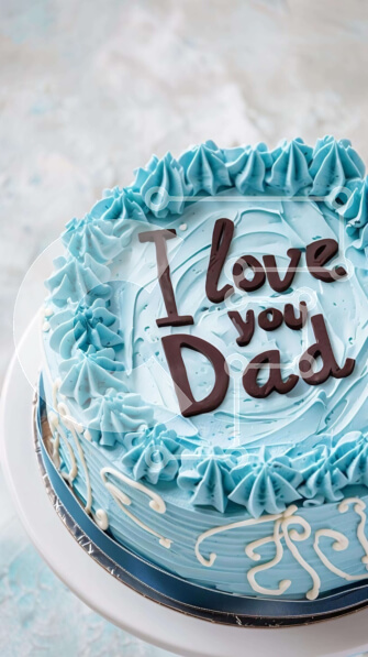 Intra Συλλεκτικό Ξύλινο Παζλ Plywood  4mm - Μπλε τούρτα γενεθλίων με την επιγραφή «Σ 'αγαπώ μπαμπά». Σε Ξύλινο Κουτί - Διαστάσεις: 10x10 cm – 25 κομμάτια