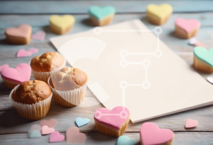 Σετ των 2 Intra Συλλεκτικό Ξύλινο Παζλ Plywood  4mm - Ξύλινο τραπέζι με cupcakes και καρδιές για την ημέρα του Αγίου Βαλεντίνου Σε Ξύλινο Κουτί - Διαστάσεις: 10x10 cm – 25 κομμάτια