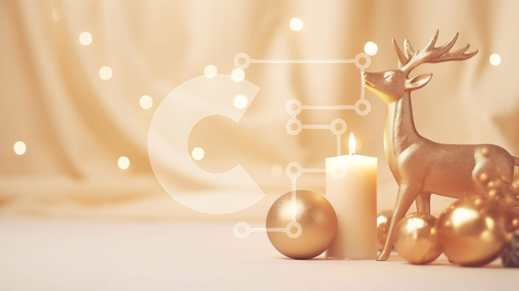 Intra Συλλεκτικό Ξύλινο Παζλ Plywood  4mm - Χρυσά ελάφια και στολίδια σε λευκό φόντο Σε Ξύλινο Κουτί - Διαστάσεις: 10x10 cm – 25 κομμάτια