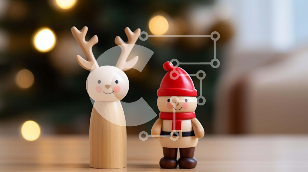 Intra Συλλεκτικό Ξύλινο Παζλ Plywood  4mm - Ξύλινα ειδώλια ταράνδων και ξωτικών που γιορτάζουν την περίοδο των διακοπών Σε Ξύλινο Κουτί - Διαστάσεις: 10x10 cm – 25 κομμάτια