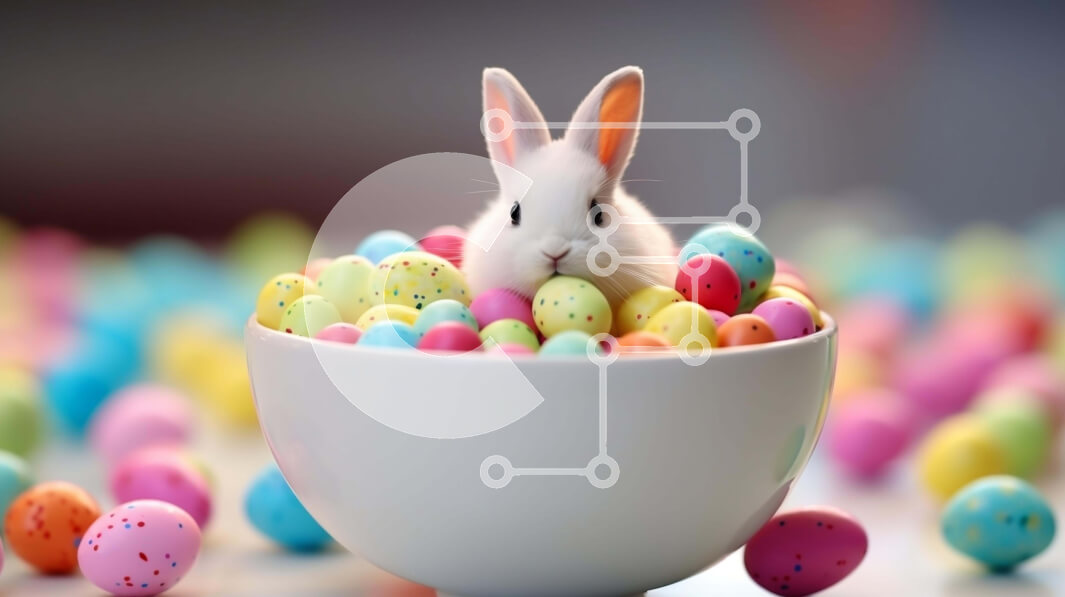 Intra Συλλεκτικό Ξύλινο Παζλ Plywood  4mm - Λευκό λαγουδάκι στο πασχαλινό μπολ με αυγά Σε Ξύλινο Κουτί - Διαστάσεις: 10x10 cm – 25 κομμάτια