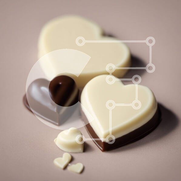 Σετ των 2 Intra Συλλεκτικό Ξύλινο Παζλ Plywood  4mm - Σοκολάτες σε σχήμα καρδιάς σε ένα τραπέζι Σε Ξύλινο Κουτί - Διαστάσεις: 10x10 cm – 25 κομμάτια