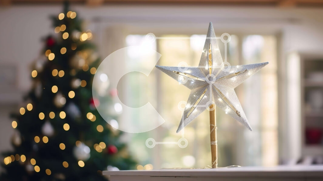 Intra Συλλεκτικό Ξύλινο Παζλ Plywood  4mm - Διακόσμηση White Star στο τραπέζι με χριστουγεννιάτικο δέντρο Σε Ξύλινο Κουτί - Διαστάσεις Puzzle: 10x10 cm – 25 κομμάτια