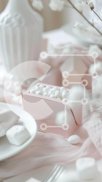 Intra Συλλεκτικό Ξύλινο Παζλ Plywood  4mm - Κομψό τραπεζάκι με ροζ Marshmallows Σε Ξύλινο Κουτί - Διαστάσεις: 10x10 cm – 25 κομμάτια