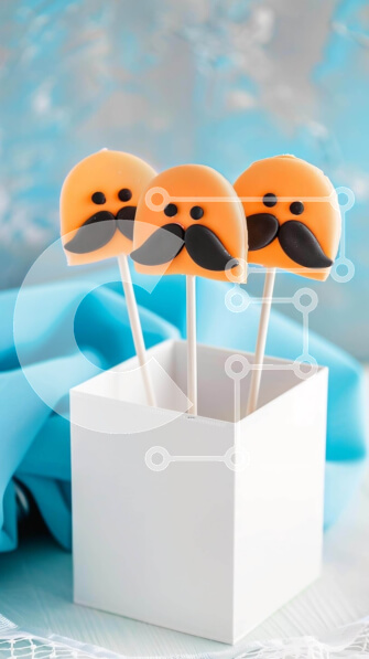 Intra Συλλεκτικό Ξύλινο Παζλ Plywood  4mm - Τρία Cake Pops με πορτοκαλί μουστάκια Σε Ξύλινο Κουτί - Διαστάσεις: 10x10 cm – 25 κομμάτια