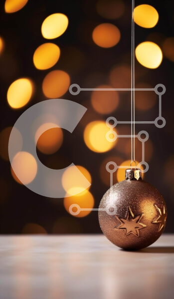 Intra Συλλεκτικό Ξύλινο Παζλ Plywood  4mm - Χρυσό γιορτινό στολίδι που κρέμεται σε φόντο Bokeh Σε Ξύλινο Κουτί - Διαστάσεις: 10x10 cm – 25 κομμάτια