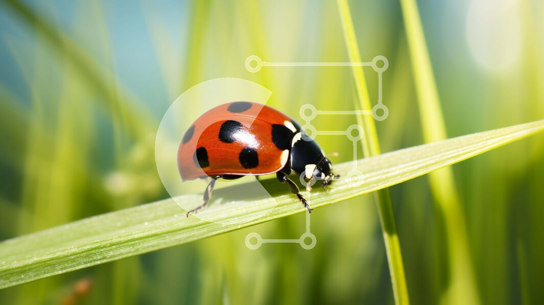 Intra Συλλεκτικό Ξύλινο Παζλ Plywood  4mm - Πασχαλίτσα στο Blade of Grass με πράσινο φόντο Σε Ξύλινο Κουτί - Διαστάσεις: 10x10 cm – 25 κομμάτια