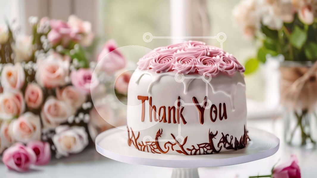 Σετ των 2 Intra Συλλεκτικό Ξύλινο Παζλ Plywood  4mm - Ευχαριστώ Κέικ με ροζ τριαντάφυλλα και λουλούδια Σε Ξύλινο Κουτί - Διαστάσεις: 10x10 cm – 25 κομμάτια