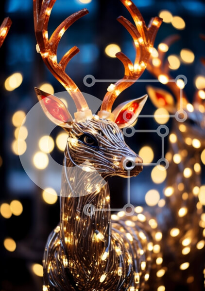 Intra Συλλεκτικό Ξύλινο Παζλ Plywood  4mm - Εορταστικά αγάλματα ελαφιών στολισμένα με φώτα Σε Ξύλινο Κουτί - Διαστάσεις: 10x10 cm – 25 κομμάτια