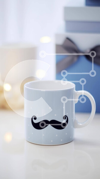 Intra Συλλεκτικό Ξύλινο Παζλ Plywood  4mm - Κούπα καφέ με μουστάκι με κουτιά δώρου Σε Ξύλινο Κουτί - Διαστάσεις: 10x10 cm – 25 κομμάτια