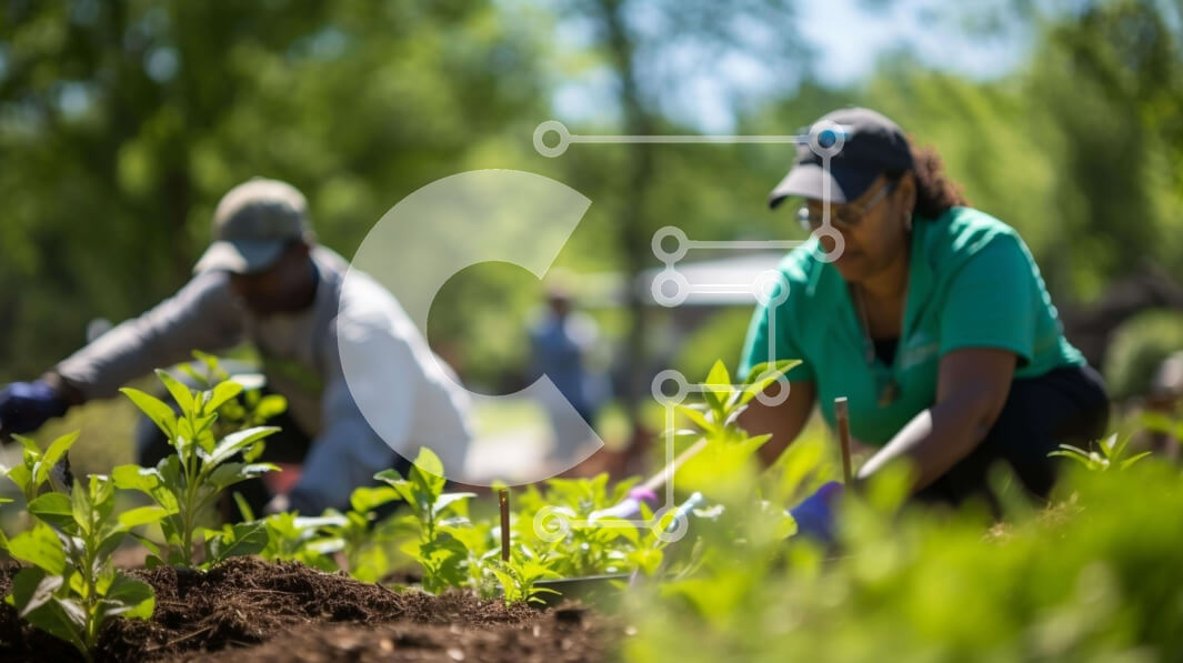 Intra Συλλεκτικό Ξύλινο Παζλ Plywood  4mm - Ομάδα ανθρώπων που φυτεύουν νέα φυτά στον κήπο Σε Ξύλινο Κουτί - Διαστάσεις: 10x10 cm – 25 κομμάτια