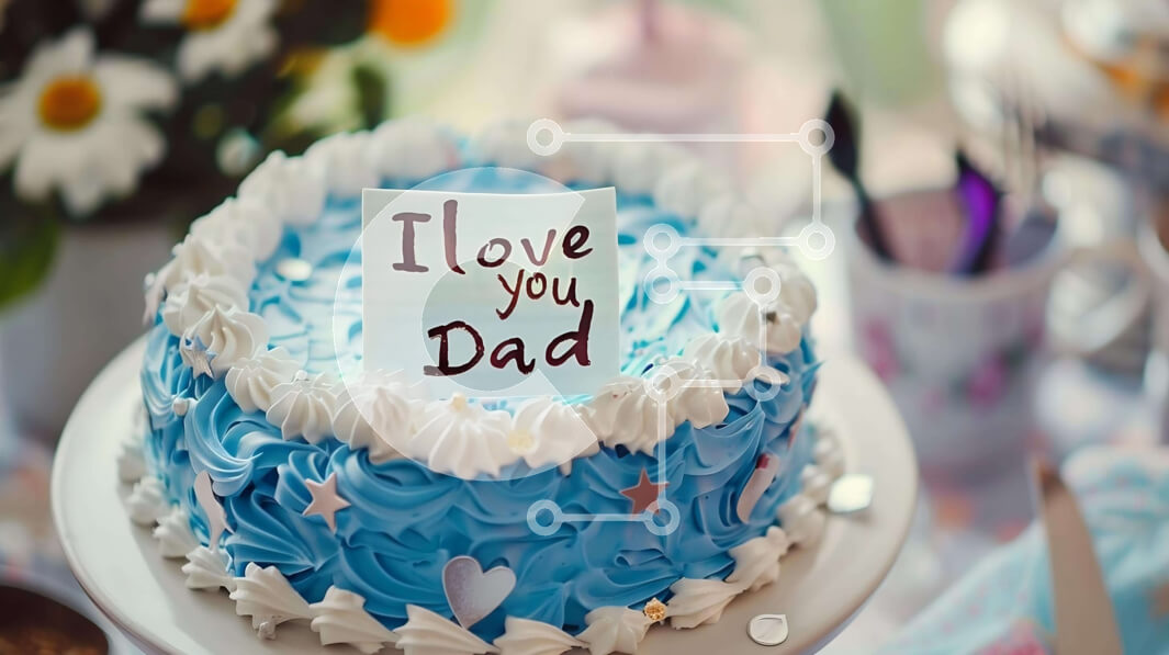 Intra Συλλεκτικό Ξύλινο Παζλ Plywood  4mm - Μπλε παγωμένο κέικ με το σύμβολο «Σ 'αγαπώ μπαμπά». Σε Ξύλινο Κουτί - Διαστάσεις: 10x10 cm – 25 κομμάτια