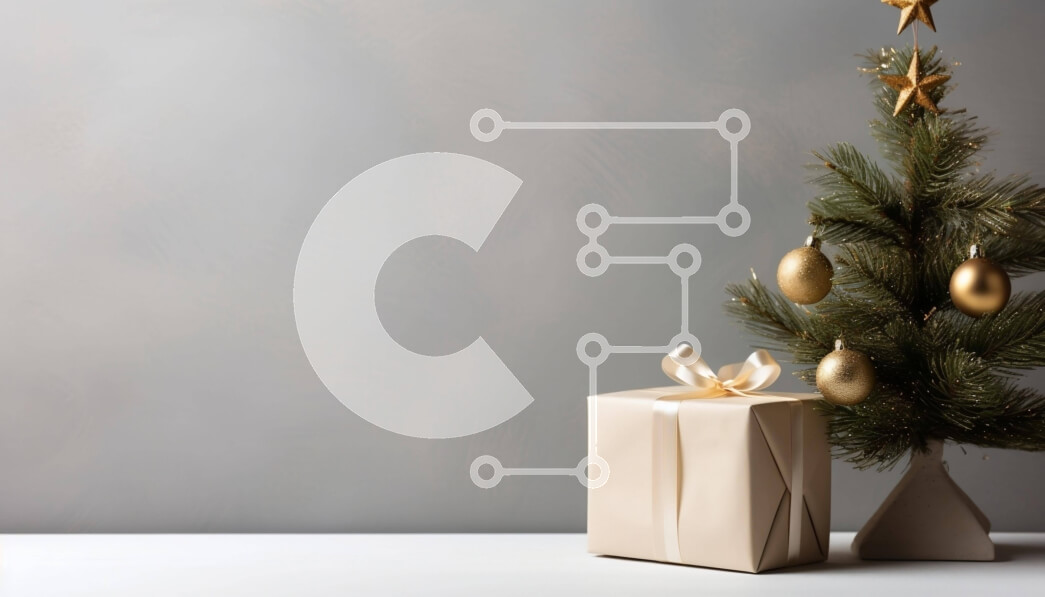 Intra Συλλεκτικό Ξύλινο Παζλ Plywood  4mm - Χριστουγεννιάτικο δέντρο με χρυσά στολίδια και κουτί δώρου Σε Ξύλινο Κουτί - Διαστάσεις: 10x10 cm – 25 κομμάτια